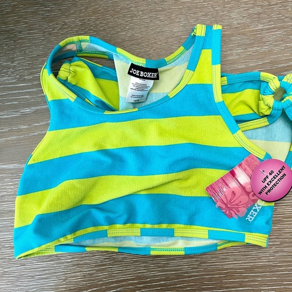 🆕Joe boxer NWT striped girl’s size 14/16 racer back 2 piece swimsuit beach - Picture 4 of 10